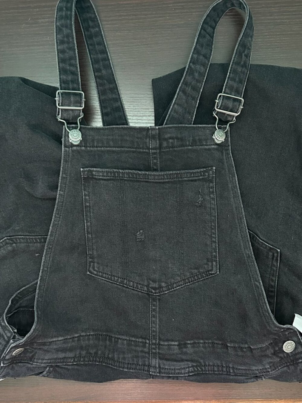 Old Navy Black Denim Overalls NWT Distressed Adjustable Straps